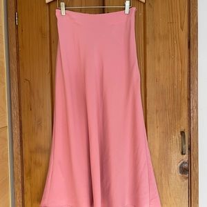 Pink bias cut silky skirt size small Zara